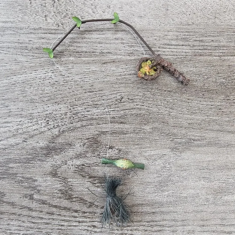 Christmas Tree Ornaments Set Of 11 Rustic Green Fishing Bait Pole Cabin Decor